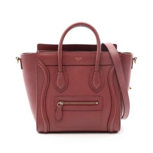 【二手】 CELINE Luggage Nano Shopper 兩用手提包，波爾多紅皮革，女士，二手 A