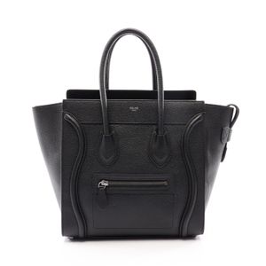 【二手】 CELINE Luggage Micro Shopper 手提包，黑色皮革，女士，二手 A