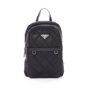 【중고】 Prada PRADA 류크색 백팩 TESSUTO IMPUNTU 블랙 나일론 사피아노 레더 트라이앵글 로고 퀼팅 미니 백팩
