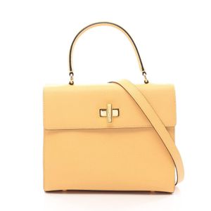 【二手】Celine CELINE手提包 Turnlock 2WAY 黃色皮革雙肩包 女士二手 A