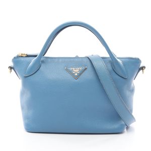 [중고] Prada PRADA 손가방 삼각 플레이트 2WAY 라이트 블루 가죽 트라이앵글 로고 2way 숄더 여성용 Used B