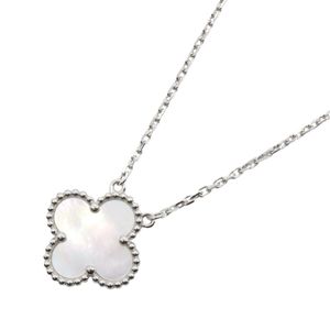 [Pre-owned] Van Cleef & Arpels Vintage Alhambra Mother-of-Pearl Necklace VCARF48700, Neck size 37/41.5cm, K18WG (White Gold)