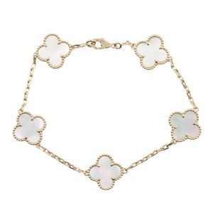 【二手】梵克雅寶 (Van Cleef & Arpels) Vintage Alhambra 5PD 珍珠母貝手鍊 VCARA41800，腕圍 19 厘米，18K（黃金）