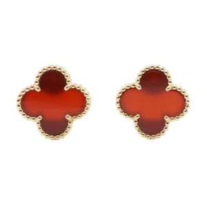 [Pre-owned] Van Cleef & Arpels Vintage Alhambra Carnelian Earrings VCARD40400 K18 (Yellow Gold) Vintage Alhambra Carnelian Earrings