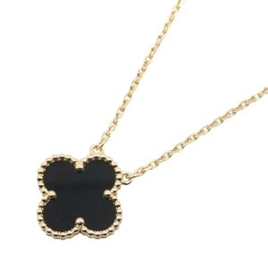 [Pre-owned] Van Cleef & Arpels Vintage Alhambra Onyx Necklace VCARA45800 Neck size 37.5/41.5cm K18 (Yellow Gold) Vintage Alhambra Onyx Necklace