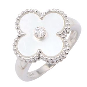 [Pre-owned] Van Cleef & Arpels Vintage Alhambra Mother-of-Pearl 1PD Ring VCARF48900 K18WG (White Gold) Diamond