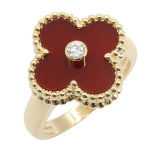[Pre-owned] Van Cleef & Arpels Vintage Alhambra Carnelian 1PD Ring VCARD40800 K18 (Yellow Gold) Diamond Vintage Alhambra Carnelian 1PD Ring