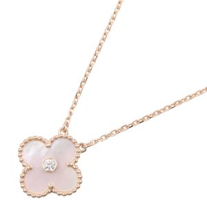 [Pre-owned] Van Cleef & Arpels Vintage Alhambra Necklace, Mother-of-Pearl 1PD Necklace, Neck Circumference 37/41.5cm, K18PG (Pink Gold), Diamond