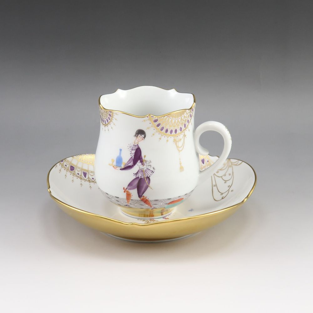 ไมเซน (Meissen) Arabian Nights ถ้วยและจานรอง เครื่องใช้บนโต๊ะอาหาร 23582/680710 No.3 Arabian Nights Cup & Saucer _【สินค้ามือสอง】
