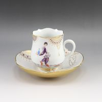 ไมเซน (Meissen) Arabian Nights ถ้วยและจานรอง เครื่องใช้บนโต๊ะอาหาร 23582/680710 No.3 Arabian Nights Cup & Saucer _【สินค้ามือสอง】