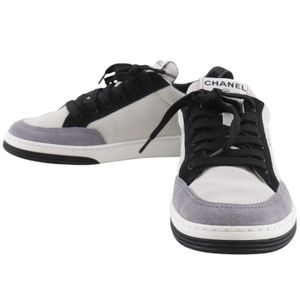 Chanel logo sneakers G45085 B16484 suede gray logo women's [used]