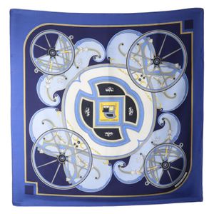 에르메스 HERMES 까레 90 반다나/스카프 WASHINGTON'S CARRIAGE 조지 워싱턴의 마차 실크 블루 Carree90 여성용【중고】