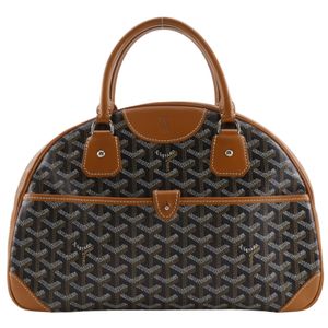 GOYARD Saint Jean MM 手提包，迷你波士頓包，皮革 x PVC，黑色，雙拉鍊，男女通用 [二手]