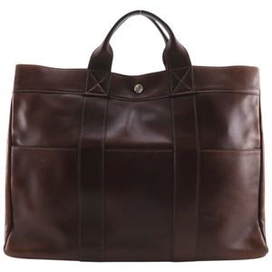 에르메스 HERMES 푸르투 MM 손가방 토트백 가죽 2001년 브라운 □E 핸드백, A4 스냅 버튼 Fourre Tout MM 유니섹스【중고】