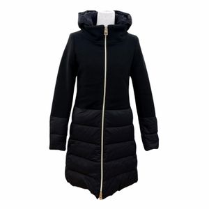 미사용급☆HERNO 헤르노 2021년형 PI0848D DIAGONAL WOOL AND NUAGE PARKA 울 혼방 다운 재킷/코트 블랙 38 이탈리아제 정품 여성용