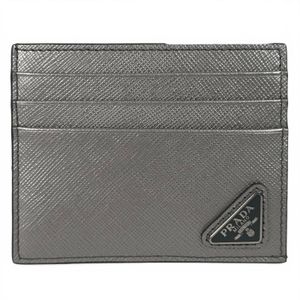최상급 컨디션▲Prada 프라다 1MC223 사피아노 레더 트라이앵글 로고 카드케이스 실버 박스 포함 이태리제 여성용