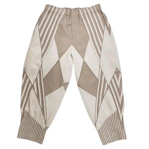 미사용품▲ISSEY MIYAKE 이세이 미야케 2023SS AT31FF705 코튼 보더 패턴 기하학적 무늬 팬츠(기타) 베이지 2 일본제 정품 남성용