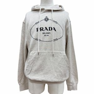 최상급 컨디션▼Prada 2023년형 UJL24B 100% 코튼 로고 자수 후드티 그레이 계열 S 정품 남성용