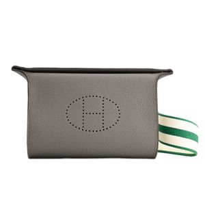 【สินค้าใหม่】กระเป๋าสะพายไหล่ Hermes รุ่น Vide-Poches หนัง Veau Crispe Togo สี Etain