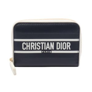 【중고】 Dior VIBE 라운드 지갑 네이비/화이트 레더 DIOR VIBE 코인 케이스 여성용 Used B