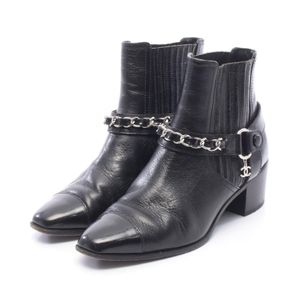 [Used] Chanel CHANEL Boots Coco Mark Chain Short Leather Patent Leather Boots Women's Used B