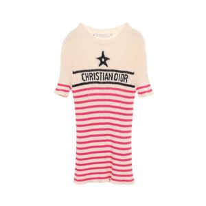 【중고】 Dior Dioriviera 스트라이프 로고 니트/스웨터 244S15AM730 코튼 여성용 Used A