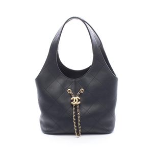 【중고】 Chanel 샤넬 손가방 쇼핑백 AS6108 블랙 레더 쇼핑백 여성용 미사용