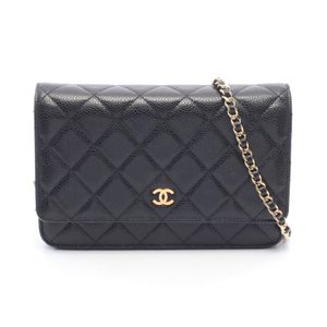 [중고] Chanel 샤넬 숄더백 마틀라세 AP0250 블랙 캐비어 스킨(그레인드 카프) 마틀라세 체인 월렛 여성용 Used A