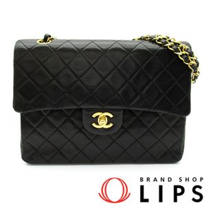 Chanel 샤넬 마틀라세 25 더블 플랩 체인 숄더백 램스킨 여성용 숄더백
 블랙【중고】