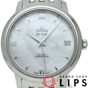 OMEGA 드빌 프레스티지 코-액시얼 크로노미터 32.7mm 자개 De Ville Prestige Co-Axial 424.10.33.20.05.001 SS 여성용 시계 화이트 자개 폴리싱 완료 최상급 컨디션 【중고】