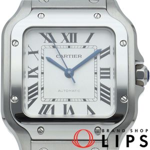 Cartier Santos De Cartier Watch MM WSSA0029 박스 보증서 밴드 버클 SS 남성용 시계 실버 미사용품