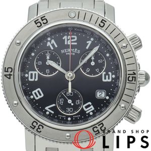 Hermes 에르메스 Clipper Diver Chronograph 남성용 시계 CL2.910 박스 보증서 포함 SS 남성용 시계 블랙 폴리싱 완료 미품 [중고]