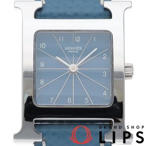 Hermes 에르메스 H 워치 여성용 시계 HH1.210 박스 보증서 포함 SS/가죽 여성용 시계 블루 폴리싱 완료 미품 【중고】