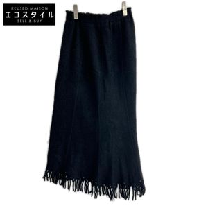 Jurgen Lehl Black Wool Fringe Skirt, Size M [Used]