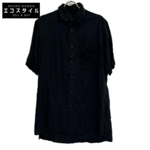 Yohji Yamamoto PZ-B13-201 Black Arranged Color Short-Sleeve Shirt, Size 2 [Used]