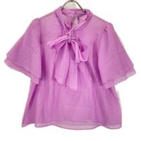 アナイ ﾊﾟｰﾌﾟﾙ ｽﾊﾟﾝｵｰｶﾞﾝｼﾞｰ ﾎﾞｳﾀｲ半袖ﾌﾞﾗｳｽ 38【中古】