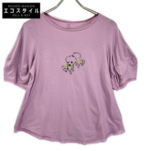 Sensounico 14118341 Pink Cotton Dog Print Lace T-Shirt Size 38 [Used]