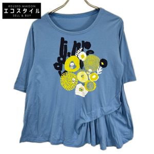 CubeCube/Sensounico 14118056 Blue Cotton Flower Print T-Shirt Size 40 [Used]