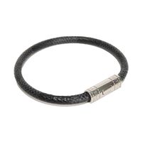 สินค้ามือสอง LOUIS VUITTON สร้อยข้อมือ Keep It รุ่นปัจจุบัน ไซส์ 19 โลโก้ สีดำ เทา ล็อคแบบกด สีเงิน ลายตาราง Damier Graphite Noir M8152E