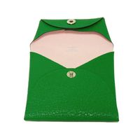 สินค้ามือสอง HERMES Bastia Verso Chevre Mysore Goat Skin Rose Darling Green Light Pastel Pink Bi-color Snap Button กระเป๋าใส่เหรียญ สภาพใหม่ยังไม่ได้ใช้งาน Chevre Bamboo กระเป๋าใส่เหรียญ 078479CKBB