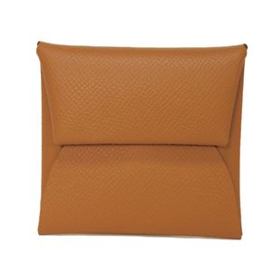 Pre-owned HERMES Bastia Epsom calfskin Braun /camel snap button flap coin purse wallet, unused, Veau Epsom gold coin case H041054CK37