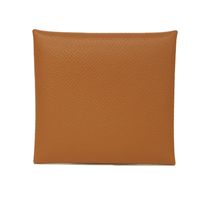 中古 HERMES エルメス バスティア エプソン カーフ ブラウン キャメル スナップボタン フラップ 小銭入れ 財布 未使用 ヴォーエプソン ゴールド コインケース H041054CK37