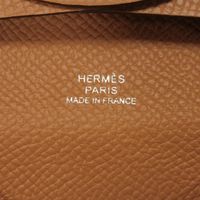 中古 HERMES エルメス バスティア エプソン カーフ ブラウン キャメル スナップボタン フラップ 小銭入れ 財布 未使用 ヴォーエプソン ゴールド コインケース H041054CK37