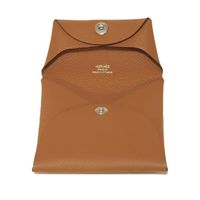 中古 HERMES エルメス バスティア エプソン カーフ ブラウン キャメル スナップボタン フラップ 小銭入れ 財布 未使用 ヴォーエプソン ゴールド コインケース H041054CK37