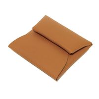 中古 HERMES エルメス バスティア エプソン カーフ ブラウン キャメル スナップボタン フラップ 小銭入れ 財布 未使用 ヴォーエプソン ゴールド コインケース H041054CK37