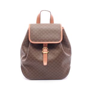 【中古】 セリーヌ CELINE リュックサック バックパック マカダム ブラウン/ダークブラウン PVCコーティングキャンバス レザー マカダム バックパック レディース