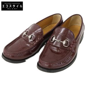 Gucci 786426 GG圖案皮革馬銜扣樂福鞋，7 1/2碼 [二手]