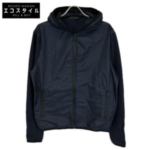 Prada 2021年 SJC568 R191 Q86 海軍藍色拉鍊連帽衫 L碼 [二手]