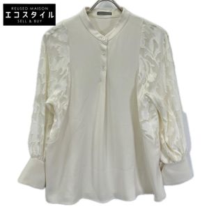 Theory Luxe 26SS 03-6108270 象牙色聚酯提花披肩襯衫 S32 [二手]