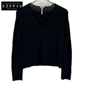 Hermes Black V-neck Stripe Long Sleeve Knit Necklace, Size SM [Used]